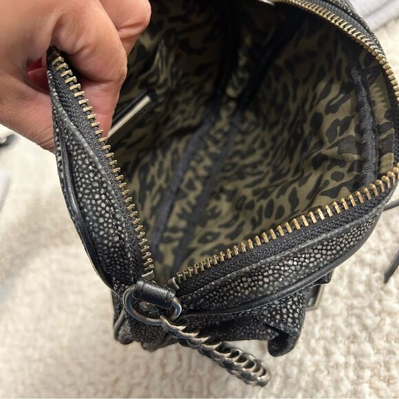 Rebecca Minkoff Black Leather Buckle Bag Crossbody Pebbled Silver - Picture 11 of 16